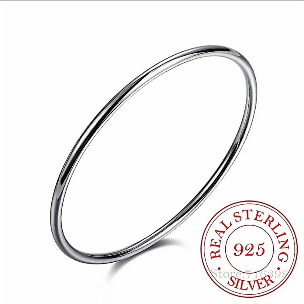 Sterling Silver Thin Minimalist Bangle Stackable Bracelet